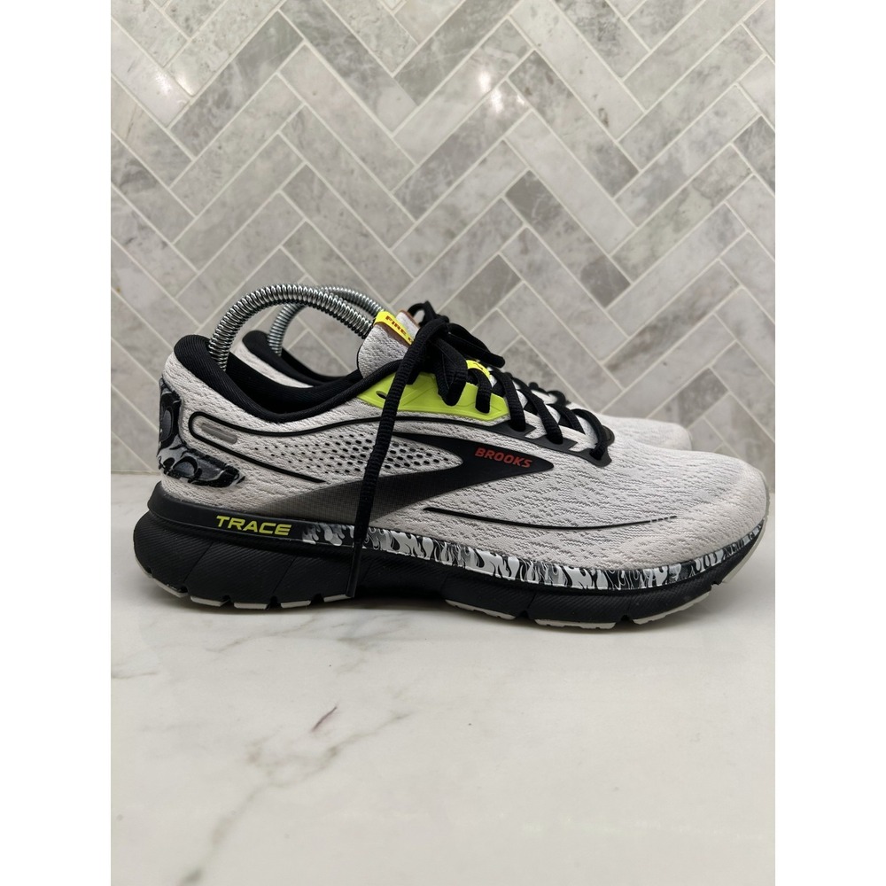 Brooks Trace 2 Running Shoes Womens 9.5 B 9.5B White Black Fire Department Mesh